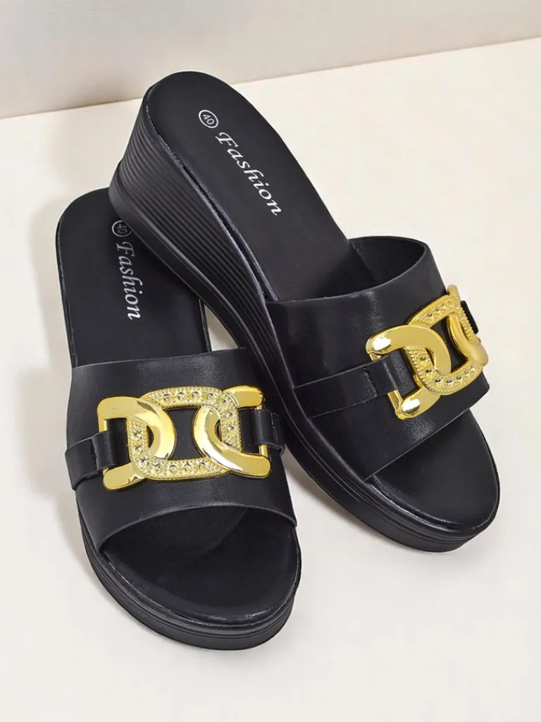 Sale Damskie klapki na koturnie Nolia Klapki Na Obcasie