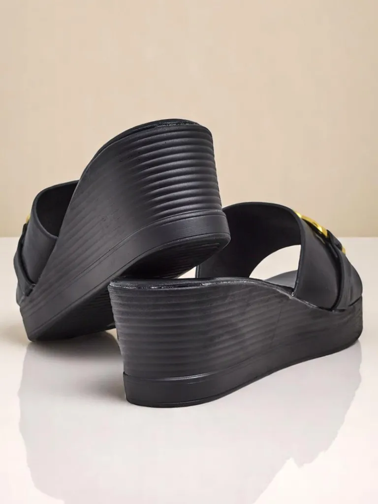 Sale Damskie klapki na koturnie Nolia Klapki Na Obcasie