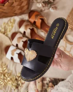 Online Damskie klapki na płaskiej podeszwie Olis Klapki Płaskie