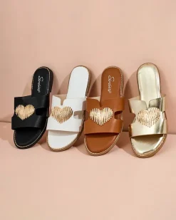 Online Damskie klapki na płaskiej podeszwie Olis Klapki Płaskie