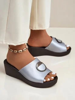 Damskie klapki na koturnie Elira Klapki Na Obcasie