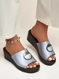 Damskie klapki na koturnie Elira Klapki Na Obcasie