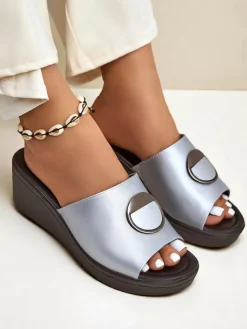 Damskie klapki na koturnie Elira Klapki Na Obcasie