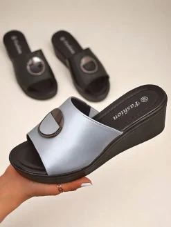 Damskie klapki na koturnie Elira Klapki Na Obcasie