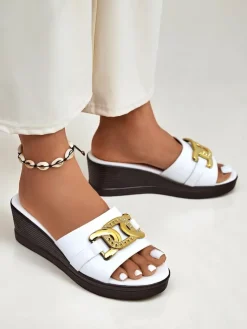 Clearance Damskie klapki na koturnie Nolia Klapki Na Obcasie