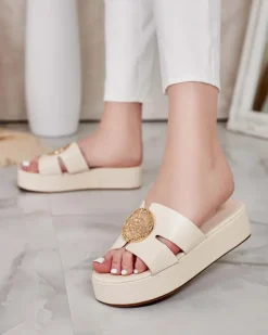 Best Damskie klapki na platformie Emicia Klapki Płaskie