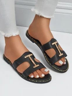 Clearance Damskie klapki na płaskiej podeszwie Maya Louise Klapki Płaskie