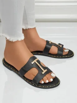 Clearance Damskie klapki na płaskiej podeszwie Maya Louise Klapki Płaskie