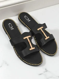 Clearance Damskie klapki na płaskiej podeszwie Maya Louise Klapki Płaskie