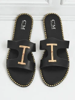 Clearance Damskie klapki na płaskiej podeszwie Maya Louise Klapki Płaskie