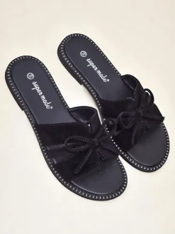 Clearance Damskie klapki na płaskiej podeszwie z kokardką Gerber Klapki Płaskie