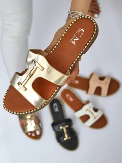 Sale Damskie klapki na płaskiej podeszwie Maya Louise Klapki Płaskie