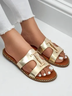 Sale Damskie klapki na płaskiej podeszwie Maya Louise Klapki Płaskie