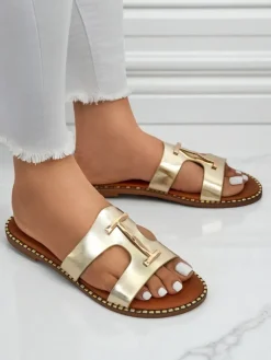 Sale Damskie klapki na płaskiej podeszwie Maya Louise Klapki Płaskie