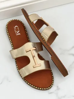 Sale Damskie klapki na płaskiej podeszwie Maya Louise Klapki Płaskie