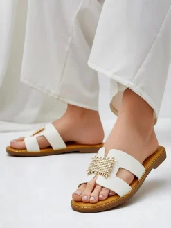 Online Damskie klapki z ozdobą Crattes Klapki Płaskie