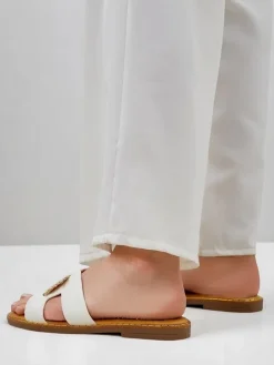 Online Damskie klapki z ozdobą Crattes Klapki Płaskie