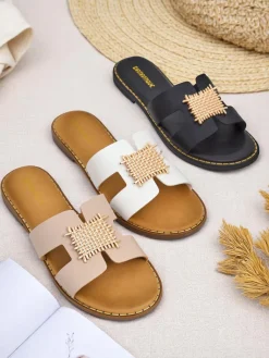 Online Damskie klapki z ozdobą Crattes Klapki Płaskie