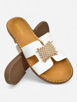 Online Damskie klapki z ozdobą Crattes Klapki Płaskie