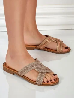 Clearance Damskie klapki plecione Woven Breeze Klapki Płaskie