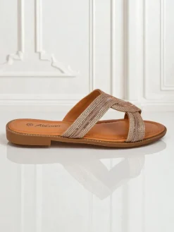 Clearance Damskie klapki plecione Woven Breeze Klapki Płaskie