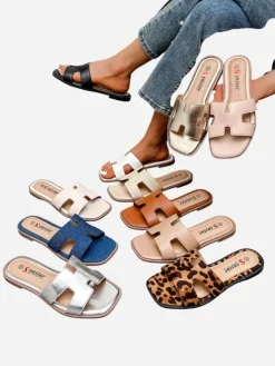 Clearance Damskie klapki na płaskiej podeszwie Eval Klapki Płaskie