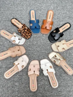 Clearance Damskie klapki na płaskiej podeszwie Eval Klapki Płaskie