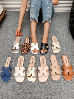 Clearance Damskie klapki na płaskiej podeszwie Eval Klapki Płaskie