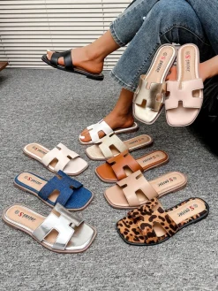 Clearance Damskie klapki na płaskiej podeszwie Eval Klapki Płaskie