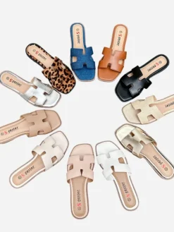 Clearance Damskie klapki na płaskiej podeszwie Eval Klapki Płaskie