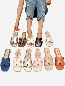 Clearance Damskie klapki na płaskiej podeszwie Eval Klapki Płaskie