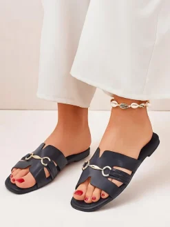 Sale Damskie klapki na płaskiej podeszwie Lina Klapki Płaskie