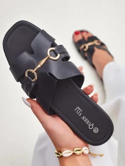 Sale Damskie klapki na płaskiej podeszwie Lina Klapki Płaskie