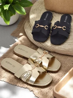 Sale Damskie klapki na płaskiej podeszwie Lina Klapki Płaskie