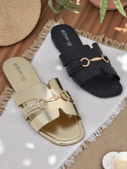 Sale Damskie klapki na płaskiej podeszwie Lina Klapki Płaskie