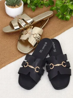 Sale Damskie klapki na płaskiej podeszwie Lina Klapki Płaskie