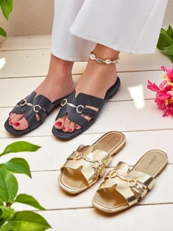 Sale Damskie klapki na płaskiej podeszwie Lina Klapki Płaskie