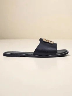 Sale Damskie klapki na płaskiej podeszwie Aura Gold Klapki Płaskie