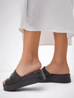 Damskie klapki na koturnie Dalimma Klapki Na Obcasie