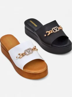 Damskie klapki na koturnie Dalimma Klapki Na Obcasie