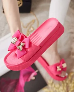 Online Damskie klapki z kokardką Lemini Klapki Płaskie