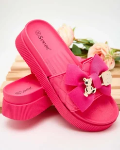 Online Damskie klapki z kokardką Lemini Klapki Płaskie