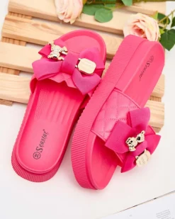 Online Damskie klapki z kokardką Lemini Klapki Płaskie