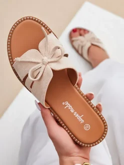 Best Damskie klapki na płaskiej podeszwie z kokardką Gerber Klapki Płaskie