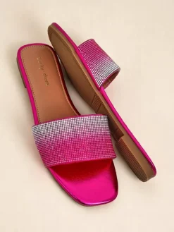 Online Damskie klapki z cyrkoniami ShinyGlow Klapki Płaskie