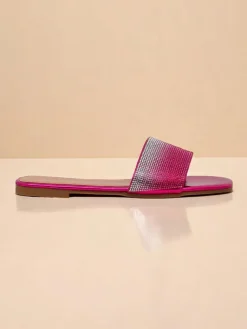 Online Damskie klapki z cyrkoniami ShinyGlow Klapki Płaskie