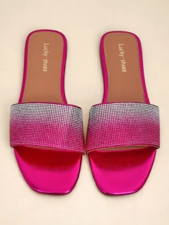 Online Damskie klapki z cyrkoniami ShinyGlow Klapki Płaskie