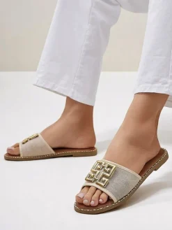 Best Damskie klapki na płaskiej podeszwie Rorole Klapki Płaskie