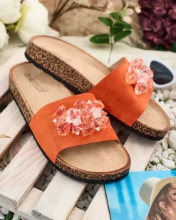 Damskie klapki z kryształkami Villo Klapki Płaskie