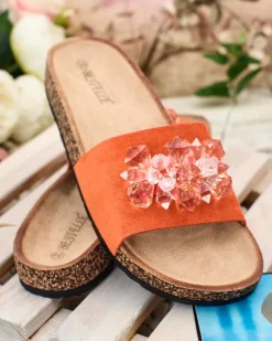 Damskie klapki z kryształkami Villo Klapki Płaskie